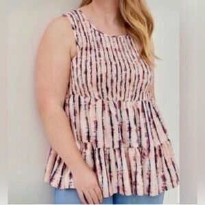 NET Torrid Sleeveless Pink and Blue Tunic Top
